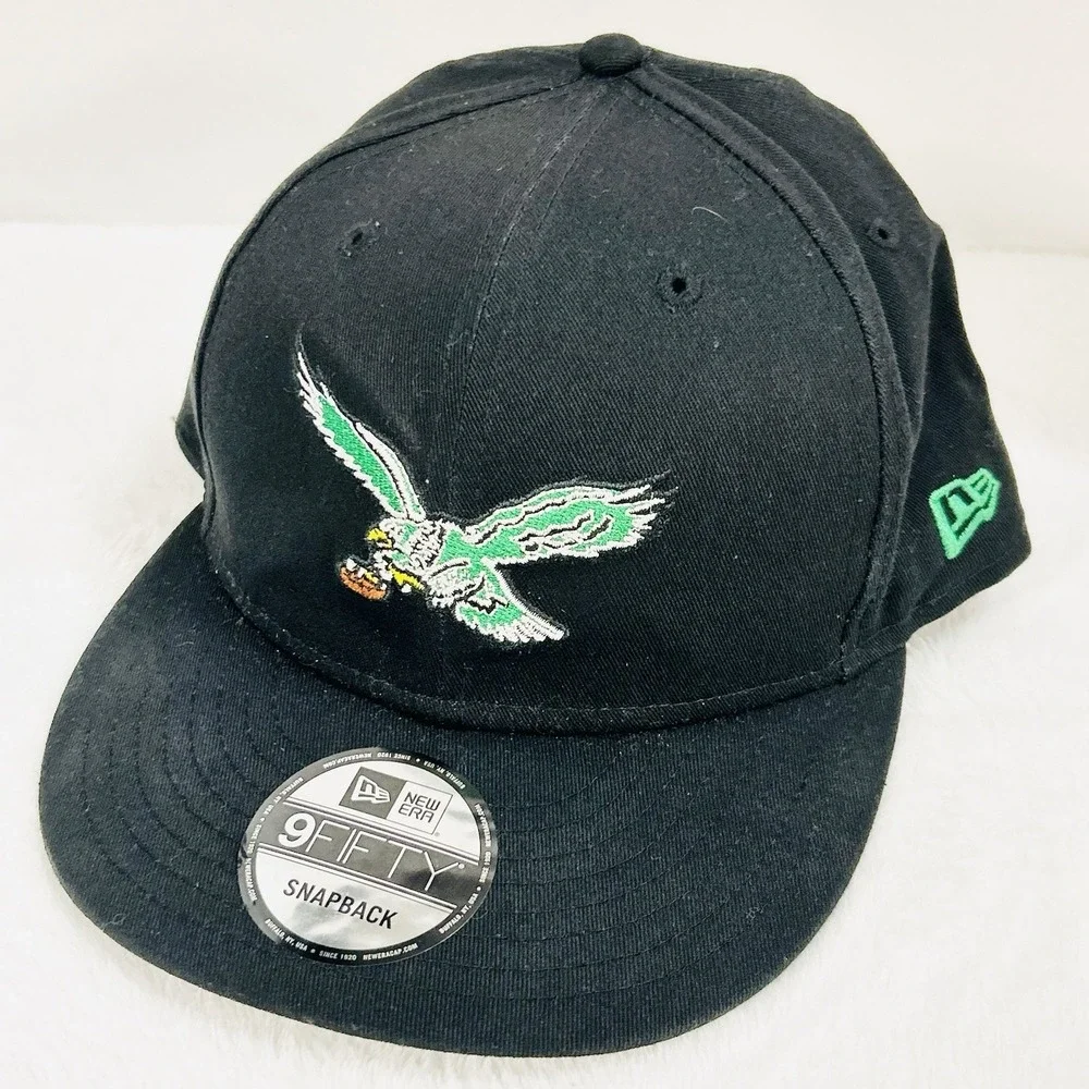 New Era Philadelphia Eagles Throwback 9FIFTY‎ Snapback Hat Cap Adjustable Black